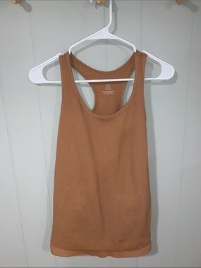 Bao Bei Active Ribbed Racerback Tank Top in Camel Brown Size L/XL